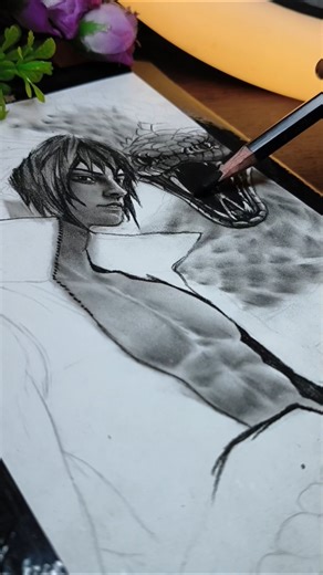 Drawing🍄 sasuke uchiha🐍 (charcoal pencil art works) #artoftheday #anime #shorts