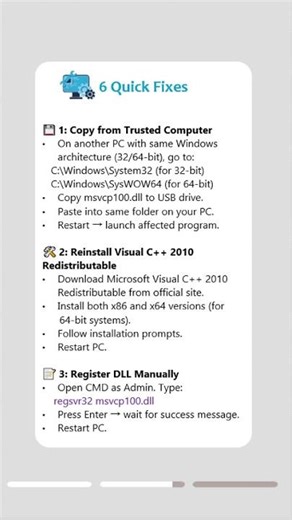 ⚠️ "MSVCP100.dll Missing" Error on Windows 11? Fix It in Minutes!#windows11