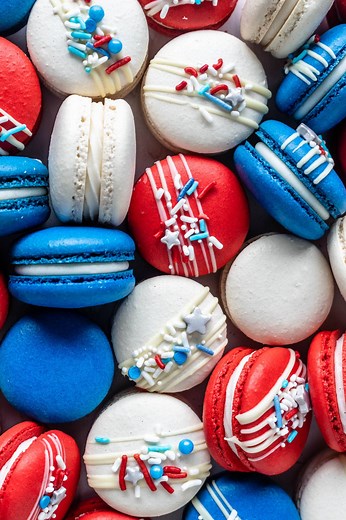 Red White and Blue Macarons