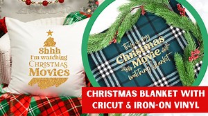 These DIY Christmas blankets are the perfect last-minute gift for anyone who loves to make presents! I used my Cricut machine and iron-on vinyl to whip up several Christmas blankets in less than an hour. Get all my blanket SVG files for free on the blog, perfect for wintertime cuddles! https://www.abbikirstencollections.com/christmas-blanket/ | Abbi Kirsten Collections