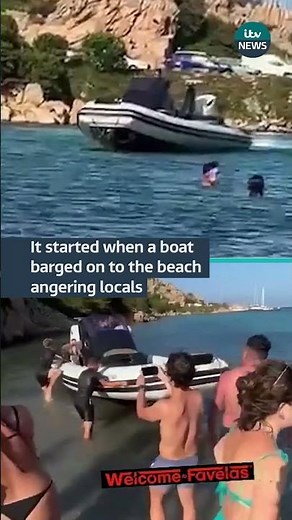 Beach tension leads to shocking flying kick #itvnews #fight