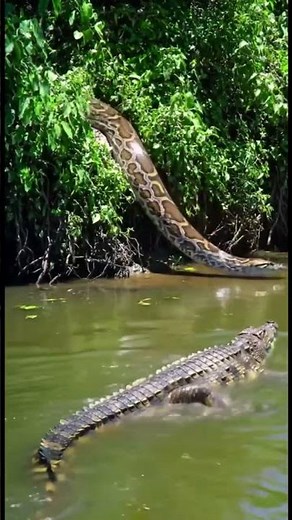 Wow o amazing cobra 🐍 VS Crocodile 🐊 #snake #wildlife #python #anaconda #smoothsnake #snakelogo
