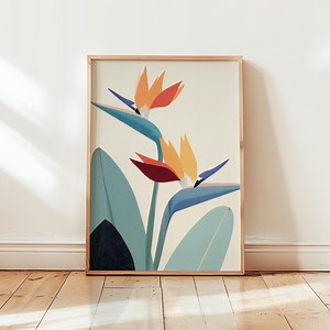 Tropical Strelitzia Flowers Art - Minimalist Bird of Paradise Wall Decor, Colorful Modern Botanical Printable, Digital Art Download 37 - Etsy Australia