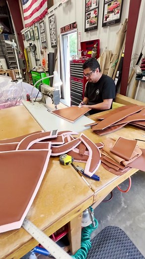 Convertible tops, Cadillacs, muscle cars and hot rods! The full interior team in action. #handcrafted #discoveryplus #downeysdreamcars #carbuilders #musclecar #hudsonvalley #skills #realmensew #stitchinrides #stitchinrides #interiors #autoupholstery #carupholstery
