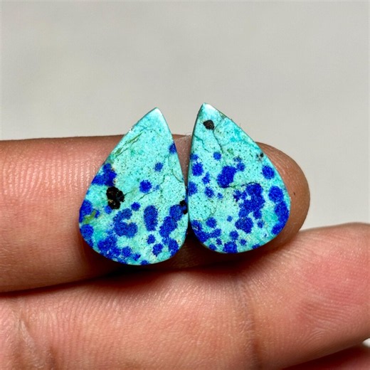 Blue Bird Azurite Pair Gemstone A One Quality 100% Natural Azurite Pair Cabochon Loose Gemstone for Making Jewelry, - Etsy
