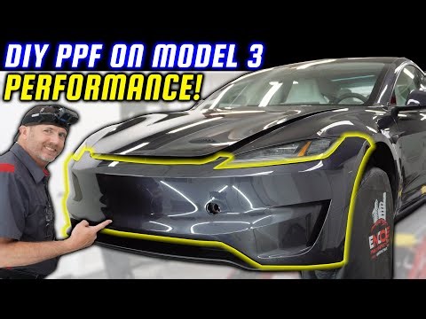 Installing DIY PPF on a 2025 Tesla Model 3 Performance - Paint Protection Film Front Bumper Tutorial