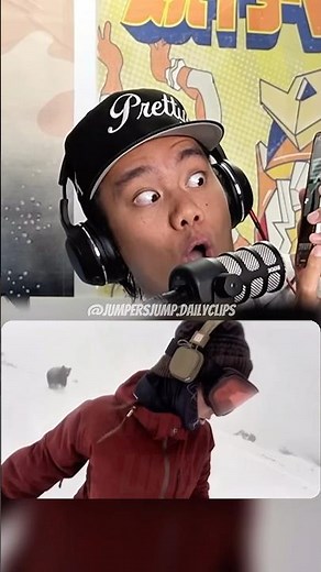 Snowboarder singing while being CHASED by a grizzly bear 😱 #jumpersjump