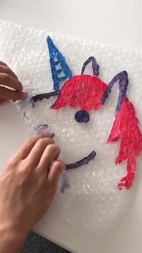 Spam me with the unicorn emoji🦄 #asmr #painting #bubblewrap #art