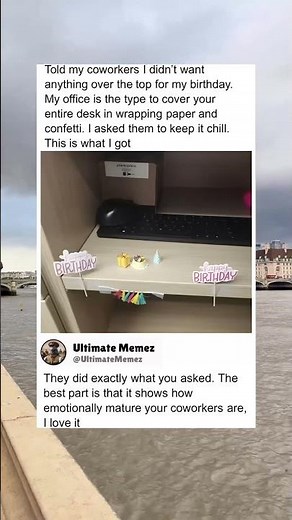Coworkers’ Epic Birthday Desk Prank 🎉 #OfficeHumor #WorkPranks