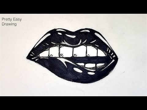 How to draw biting Lips for Beginners with Pencil and Marker | Easy Step by step Drawing Tutorial