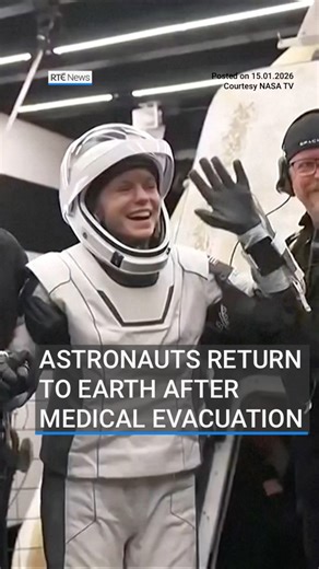 Four astronauts have returned to Earth after the first ever medical evacuation from the International Space Station. NASA said Mike Fincke and Zena Cardman, Japan’s Kimiya Yui and cosmonaut Oleg Platonov are in “good spirits” and will now receive medical checks. The emergency return to earth was necessitated by an undisclosed medical condition afflicting one of the astronauts. Link in bio to follow latest developments 📲 #nasa #astronaut #space #spacex | RTÉ News