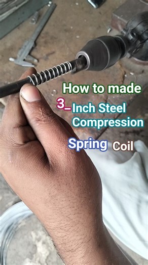 3-Inch Steel Compression Spring Making on Drill Machine | 4 Turn Coil Spring#wireworks #drillmachine