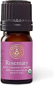 Aromatics International Premium Organic Rosemary ct Camphor Essential Oil 5ml | 100% Pure Essential Oil for Diffusion & Aromatherapy