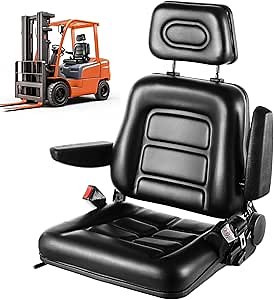 yeesport Universal Forklift Seat, Tractor Mower Seat with Headrest & Belt