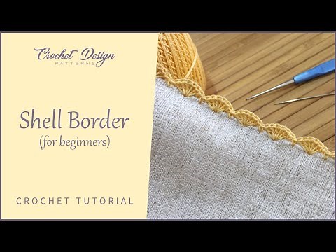 New crochet tutorial for beginners: how to crochet the shell border on fabric (one round)