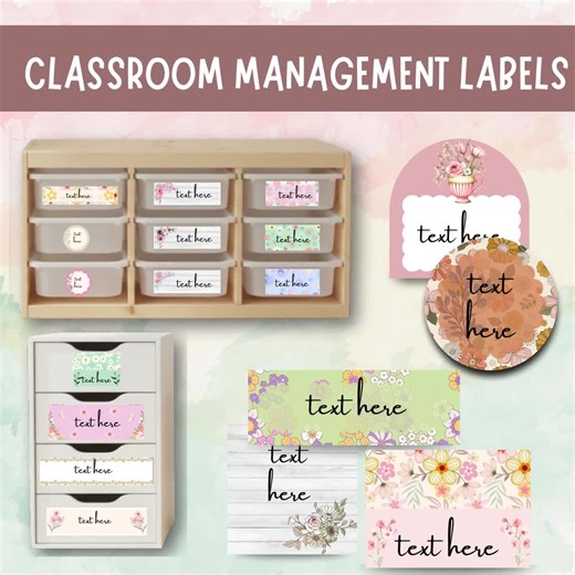 Editable Flower Classroom Management Labels for Teachers, School Supply Tags, Garden Decor & Flora Theme, Elementary Class Toolbox Organizer - Etsy