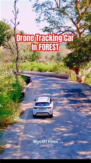 Drone tracking car in Forest #dji #drone #car #forest #poloforest #fronx #marutisuzuki
