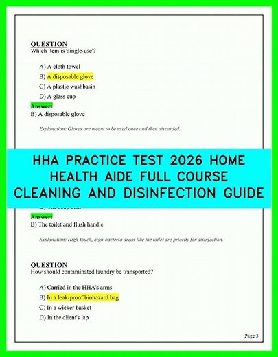 HHA Practice Test 2026 | Home Health Aide Full Course Cleaning & Disinfection Guide (UPDATED)