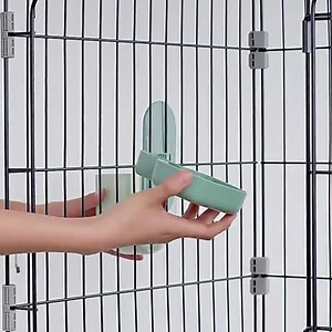 Rabbit Water Bottle No Drip for Cage, Gravity Guinea Pig Water Bottle with Dish, Hanging Water Dispenser Chinchilla Hedgehog