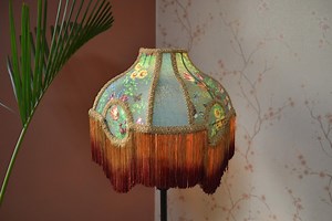 Fern Green Silk Lampshade: Secret Garden Print With Fringe - Etsy