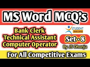 Ms Word mcq question and answer Set-8 | ms office mcq questions and answers Part -19 | Dhanju Sir