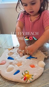 🏖️🌺🩴 FLUFFY GOOEY BEACH SLIME! We’ve been vibing from the warmer weather and were excited to use sand to make a beach-themed activity! 😎 Follow @lovebloomlearn for more easy play ideas! 🧚 ✨RECIPE: 🤍 Mix 1 cup of @elmersproducts school glue with 1 cup of shaving cream. We then added one cup of sand with some glitter. Once blended, add your liquid slime activator from @elmersproducts . Roughly 1/4 cup. Stir until it sticks to your spoon, remove it from the bowl and knead it. Add a bit more a