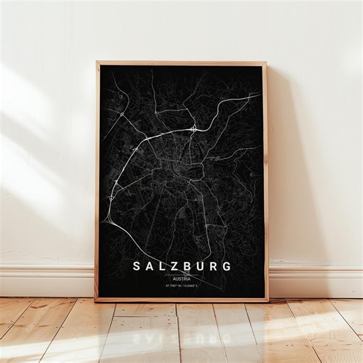 Salzburg Map Poster: Austria Travel Print, European City Wall Art - Etsy