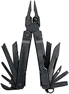LEATHERMAN, Super Tool 300 Multitool with Premium Replaceable Wire Cutters and Saw, Limited Edition Black/Silver with Nylon Sheath