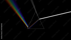 Prism Light Refraction with Moving Ray and Pyramid in Darkness