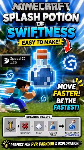 How to Make Splash Potion of Swiftness in Minecraft ⚡ #shorts