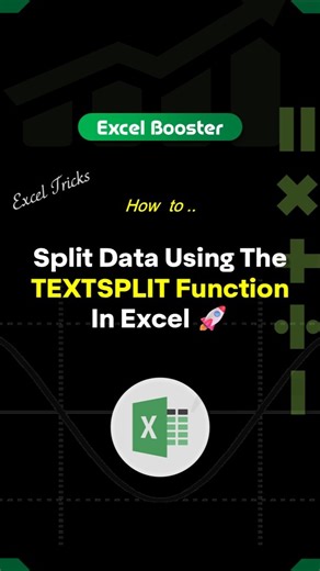 Excel Booster | Excel Guru on Instagram: "Splitting Data Using the TEXTSPLIT Function in Excel 👇 Learn how to split data easily in Excel using the TEXTSPLIT function 🚀 This modern Excel function helps you separate text into multiple columns or rows automatically—no formulas like LEFT, RIGHT, or MID needed! Perfect for data cleaning, reports, dashboards, and real-world Excel tasks. ✅ What you’ll learn: What is the TEXTSPLIT function in Excel Split text using delimiters (comma, space, hyphen, et