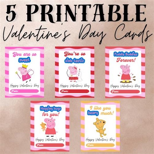 Peppa Pig Valentine Cards | Kids Classroom Valentines (digital Download) - Etsy