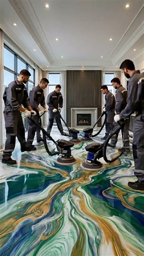 THIS BRAZILIAN EMERALD FLOOR IS JUST WOW 🇧🇷✨ #epoxyfloor #transformation #luxury