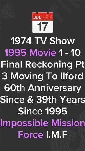 Impossible Mission 1974 TV Show 95 Movie 1-10 Final Reckoning Pt 2 28 & Pt 3 Moving To Ilford 2034