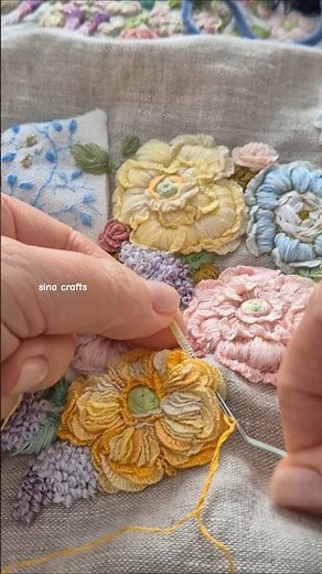Creating My Big Rococo Roses for a Wall Frame, Using Cast On Stitch and More Embroidery Techniques.