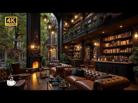 Rainy Window Jazz Café with Whispering Bookshelves | Book Immersion, Focus Ritual & Cozy Mindscape