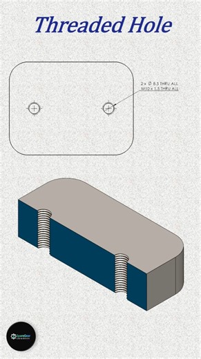 Threaded Hole Explained | Types of Holes in Mechanical Engineering – Part 5 #shorts