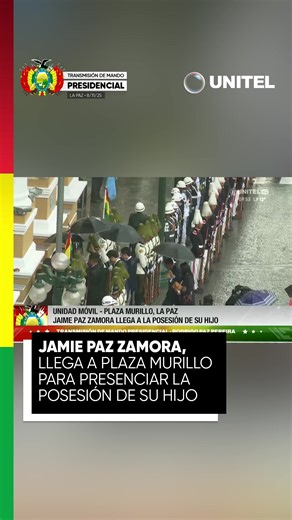 Jaime Paz Zamora, padre del presidente Rodrigo Paz Pereira, asiste al acto de posesión de su hijo. Salió del Palacio Quemado rumbo a la Asamblea Legislativa para presenciar la ceremonia. #Unitel #Política #RodrigoPaz | UNITEL