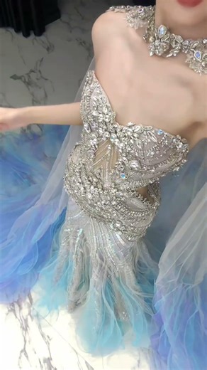 💙 Diamond Ocean Mermaid Dress ✨ | Luxury Blue Gradient Gown 👗 | #Shorts | #love