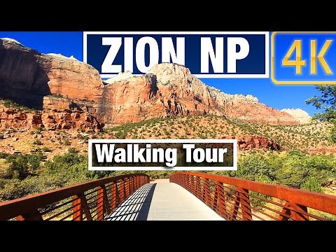 4K City Walks: Zion NP Utah Pa'rus River Trail - Virtual Walk Walking Treadmill Video free tour