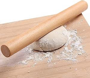 Wooden Rolling Pin for Baking Pizza making, Professional Dough Roller Rolling Pins Wood, 15-3/4-Inch by 1-1/4 Inch, Beech Wood for Baking Pizza, Clay, pasta, Cookies, Roller Pins Baking (Wooden)