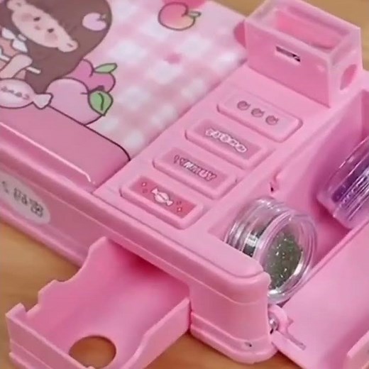 🌟 Elecart Girl Multifunctional Sweet Yummy Lock Compass Box for Kids! 🌟#pencilcase #kidsstationery