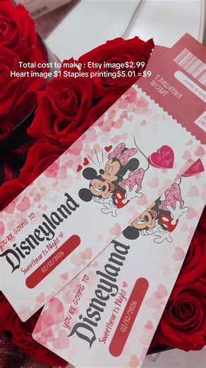 Tutorial on creating Sweetheart Night tickets! DM me if u have questions or comment if you need help! I am also willing to send you my templete for a low cost #sweetheartnight2026 #disneyland #disneyadults #disneylandtiktok #fyp