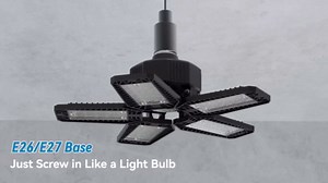 LED Garage Light - 160W 16000LM 6500K LED Garage Ceiling Lights, Screw in Shop Lighting 5+1 Deformable Panels for Attic, Basement, Workshop, E26/E27 (4)