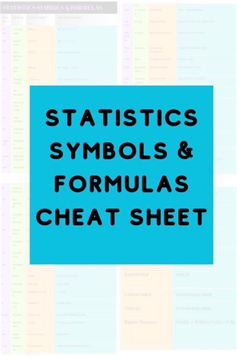 Statistics Cheat Sheet, 50 Formulas - Symbols Explained, Psychology Exam Study Guide, Quick Reference Notes, Instant Download PDF + Excel - Etsy
