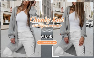 Watch Women's Open Front Chunky Knit Sweater on Amazon Live