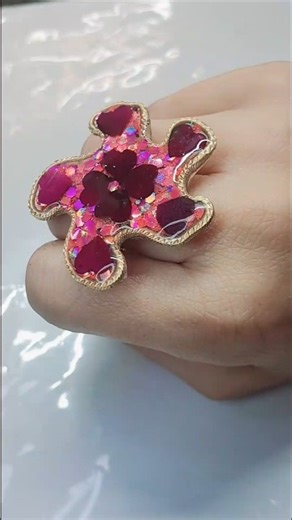 Rosepetals cutout Ring💍😍 #Rosepetalscutoutjewellery #trendingresinjewellery #customizablegiftideas♥️