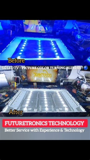Technical Root Cause Explained by FUTURETRONICS TECHNOLOGY PVT LTD 🔍 𝐂𝐎𝐌𝐏𝐋𝐀𝐈𝐍𝐓 👉 Picture looks blue / cold / washed-out 👉 Skin tones incorrect 👉 White areas appear bluish ⚙️ 𝐓𝐄𝐂𝐇𝐍𝐈𝐂𝐀𝐋 𝐑𝐄𝐀𝐒𝐎𝐍 ✔️ LCD Backlight Aging / Failure ✔️ Phosphor degradation in White LED ✔️ Red & Green wavelength output drops ✔️ Blue LED dominance increases 🛑 𝐈𝐌𝐏𝐎𝐑𝐓𝐀𝐍𝐓 𝐍𝐎𝐓𝐄 ❌ This is NOT LCD panel failure ❌ Software / Picture settings cannot fix this ✅ Backlight replacement is the 