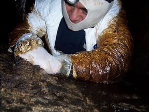 Hood Cleaning Process - Scraping a Grease Duct