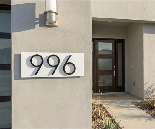 Modern White Horizontal House Number Sign, Custom Address Plaque - Etsy